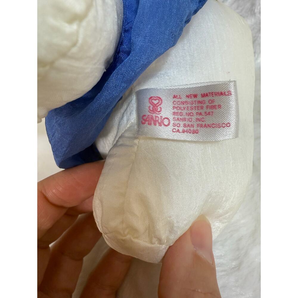 Vintage Early 90’s Sanrio Hello Kitty Plush Toy Shiny Nylon Blue Dress 9 inches - Picture 4 of 14